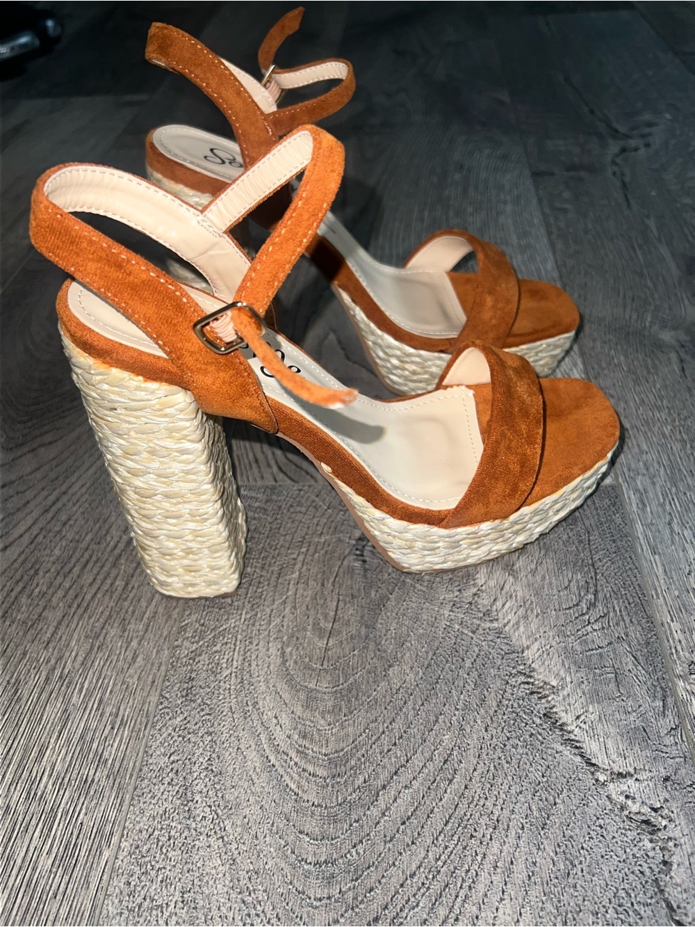 Miss Lola Suede Platform Sandals in Rust